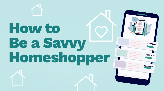 A smartphone with a cartoon of a home search app.