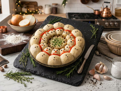 Snowman Bread and Onion Dip