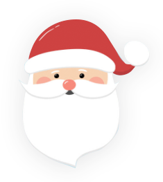 Santa Claus' face in a cartoon style.